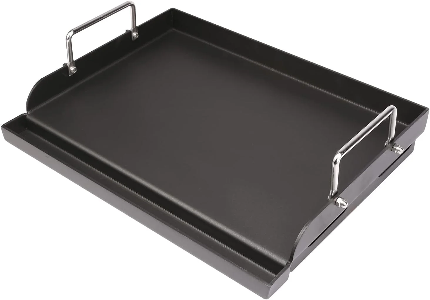 25 x 16 Pre-Seasoned Nonstick Cast Iron Griddle for Gas & Charcoal Grills, Universal Flat Top with Grease Groove