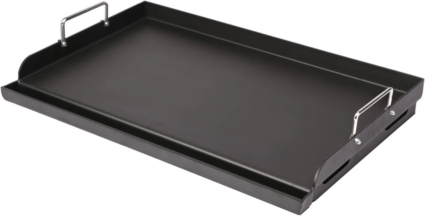 25 x 16 Pre-Seasoned Nonstick Cast Iron Griddle for Gas & Charcoal Grills, Universal Flat Top with Grease Groove - Image 5