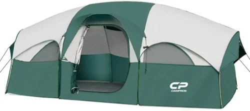 Nook CP Tent 8 Person Camping Tents, Weather Resistant Family Tent, 5 Large Mesh Windows
