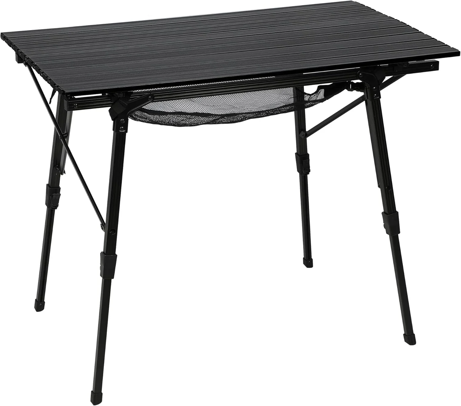 Outdoor Folding Portable Picnic Camping Table with Adjustable Height Aluminum Roll Up Table Top Mesh Layer - Image 4