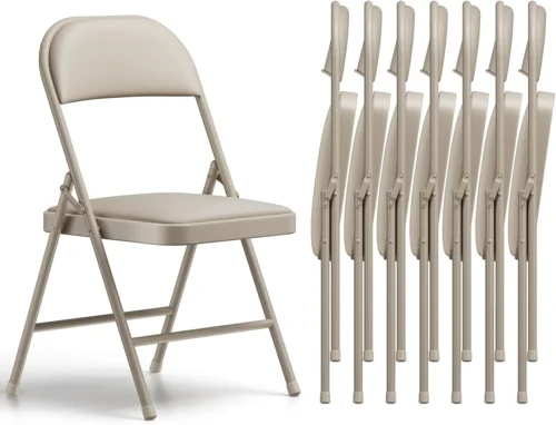 Alternative view of CHANGES Folding Chair 4 Pack, Comfy PU Leather Padded Folding Chairs for Outside and Indoor