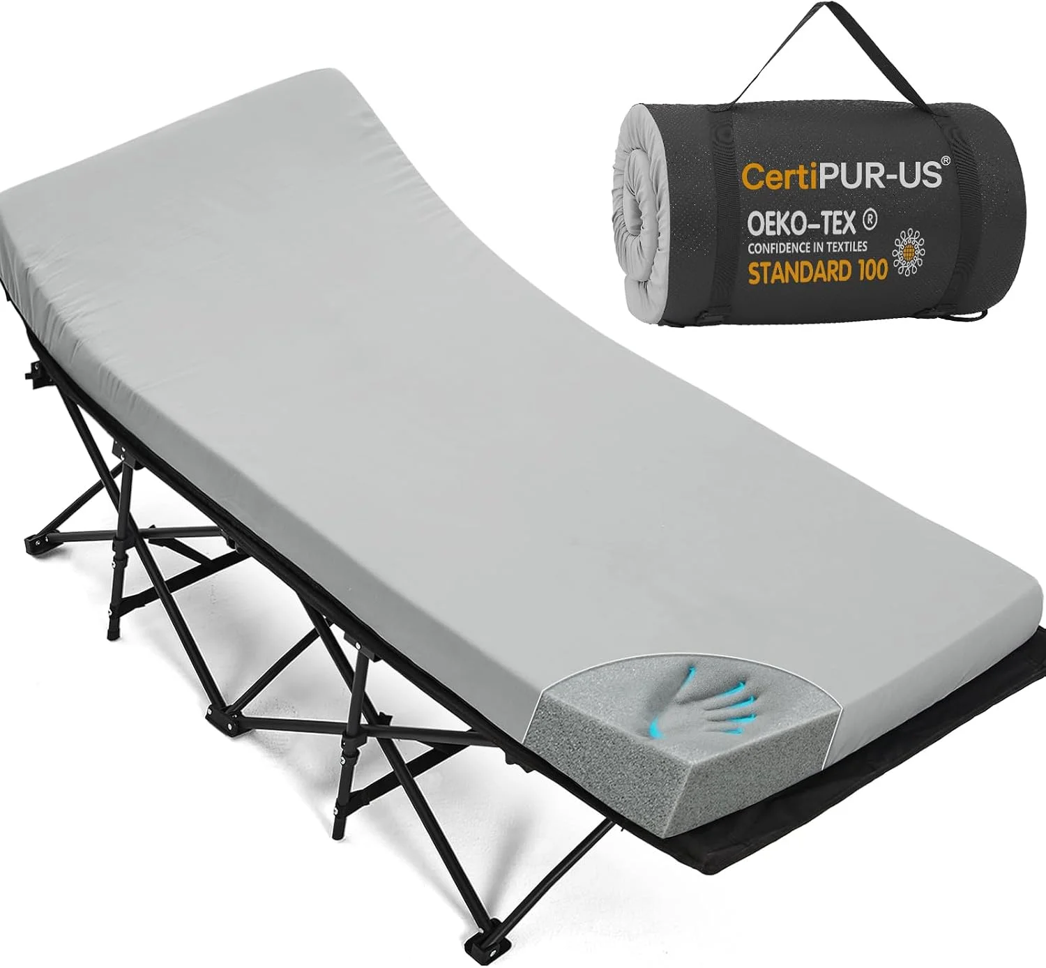 Camping Cot Pad 2 Inch Memory Foam, Camping Pad for Folding Cot and Foldable Cot, Portable Roll Up Camp Gear for - Image 5