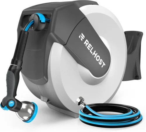 Alternative view of Retractable Garden Hose Reel, 1/2 in x 100 ft Wall Mount Heavy Duty Hose Reel with Any-Length Lock