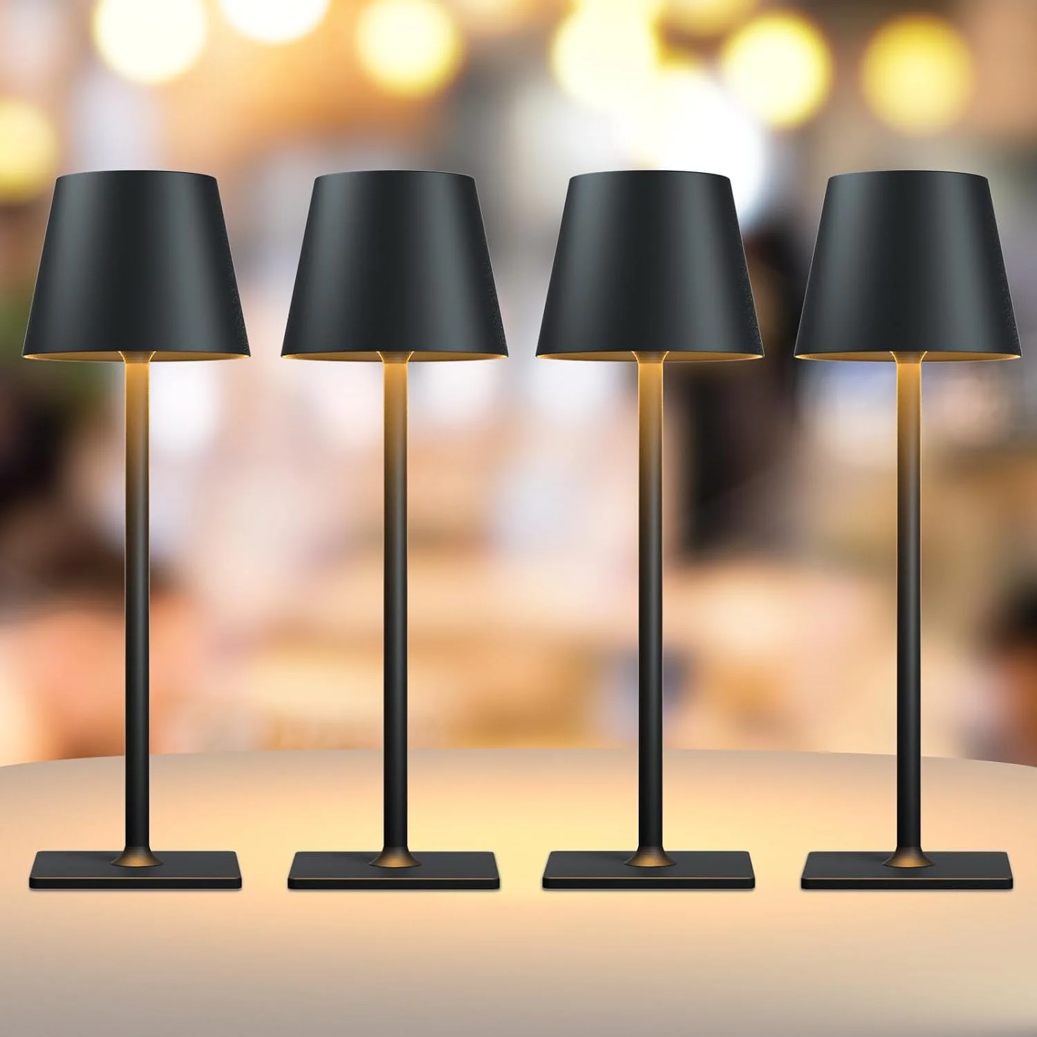 4 Pack Gold Rechargeable Led Cordless Table Lamps - Image 4