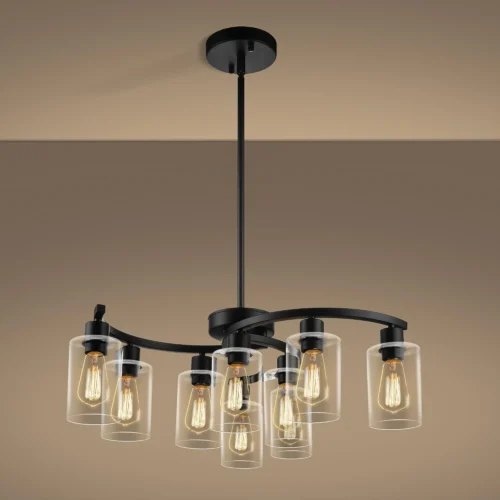 Alternative view of 6-Light Modern Farmhouse Black Chandelier, Adjustable Height Hanging Industrial Pendant Lights Kitchen Island