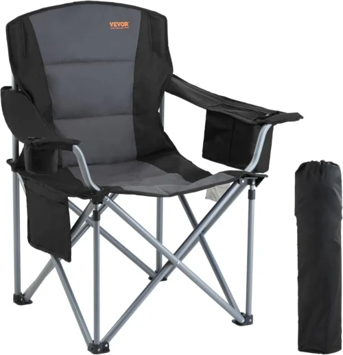 Alternative view of Oversized Camping Folding Chair, Portable Heavy Duty Outdoor Quad Lumbar Back Padded with Side Pockets, 2 Pack