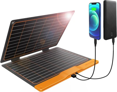Alternative view of 100W Portable Solar Panels Chargers with PD3.0 USB-C, QC3.0 USB-A and DC Outputs Foldable IP67 Waterproof