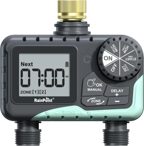 Alternative view of 2 Zone Sprinkler Timer with Brass Inlet and Outlet, Water Timer for Garden Hose with Rain Delay/Manual