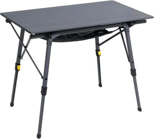 Alternative view of Outdoor Folding Portable Picnic Camping Table with Adjustable Height Aluminum Roll Up Table Top Mesh Layer