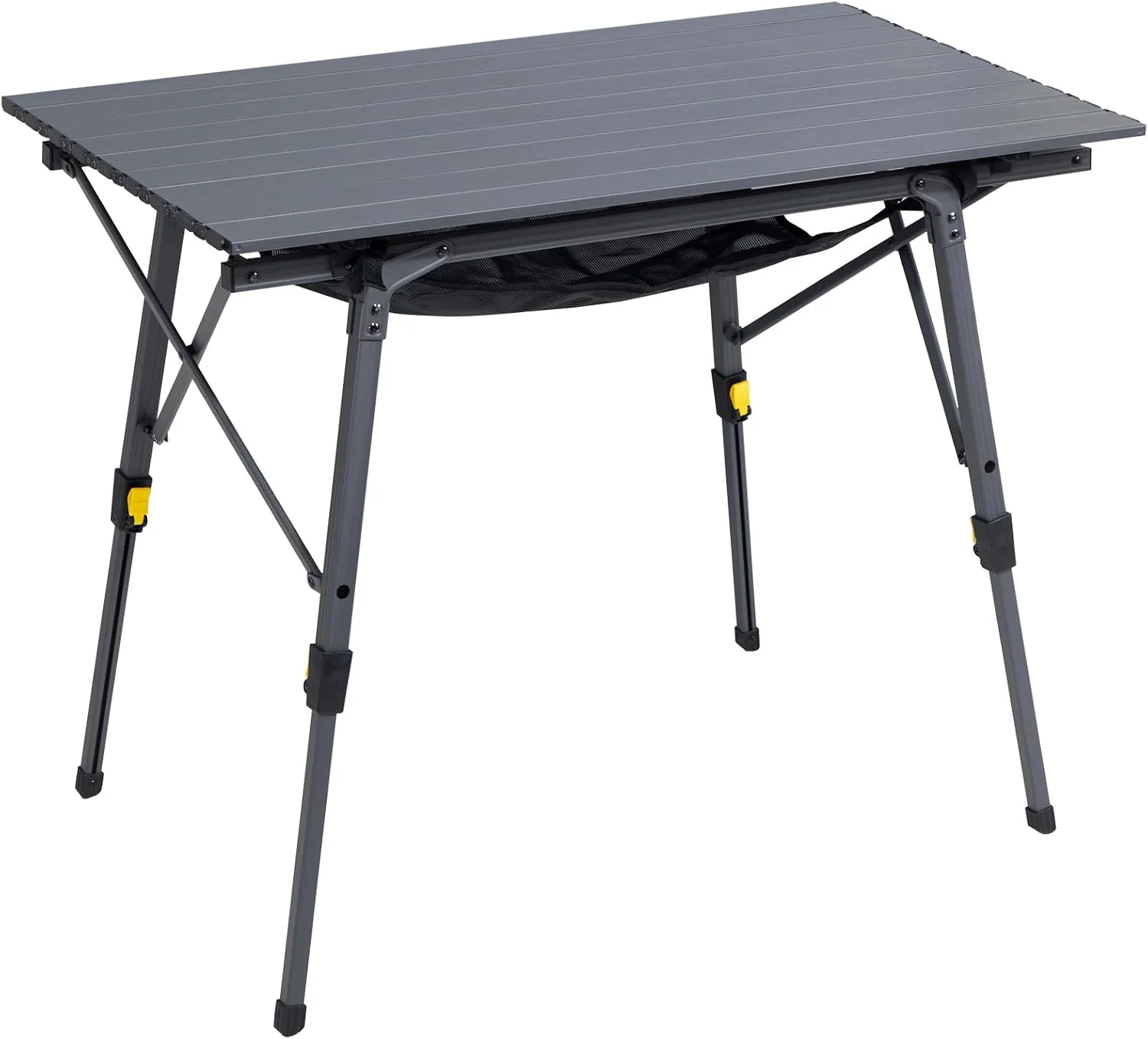 Outdoor Folding Portable Picnic Camping Table with Adjustable Height Aluminum Roll Up Table Top Mesh Layer - Image 2
