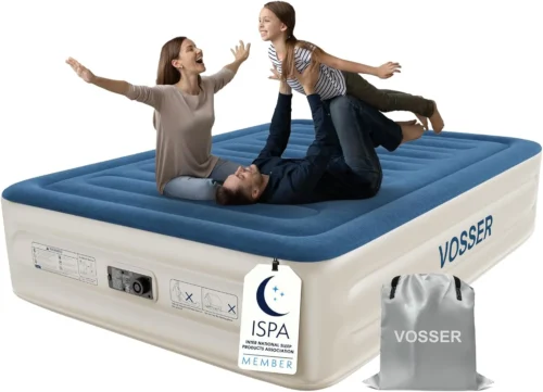 Alternative view of Queen Air Mattress with Built-in Pump, 18'' Raised Blow Up Mattress, Flocked Top Inflatable Mattress for Home
