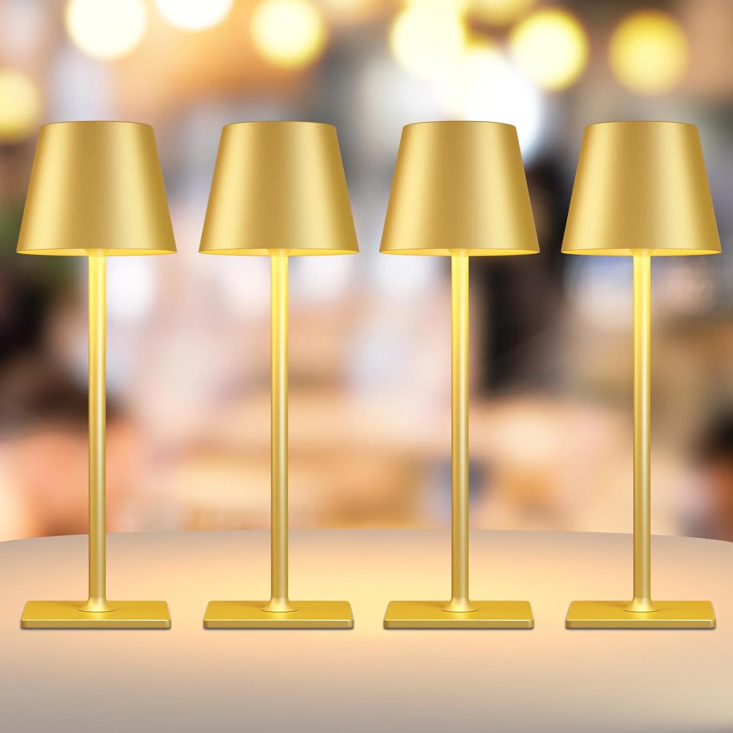 4 Pack Gold Rechargeable Led Cordless Table Lamps - Image 9