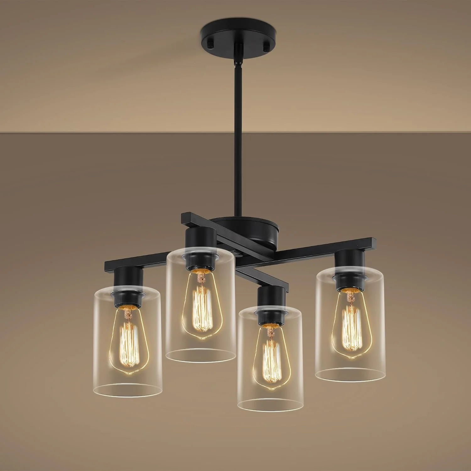 4-Light Modern Farmhouse Black Chandelier - Image 6