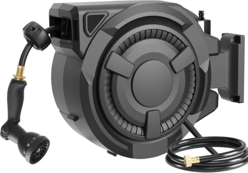 Alternative view of Retractable Garden Hose Reel 1/2 in x 100 ft, Heavy Duty Wall Mounted Hose Reel with 10- Function Sprayer