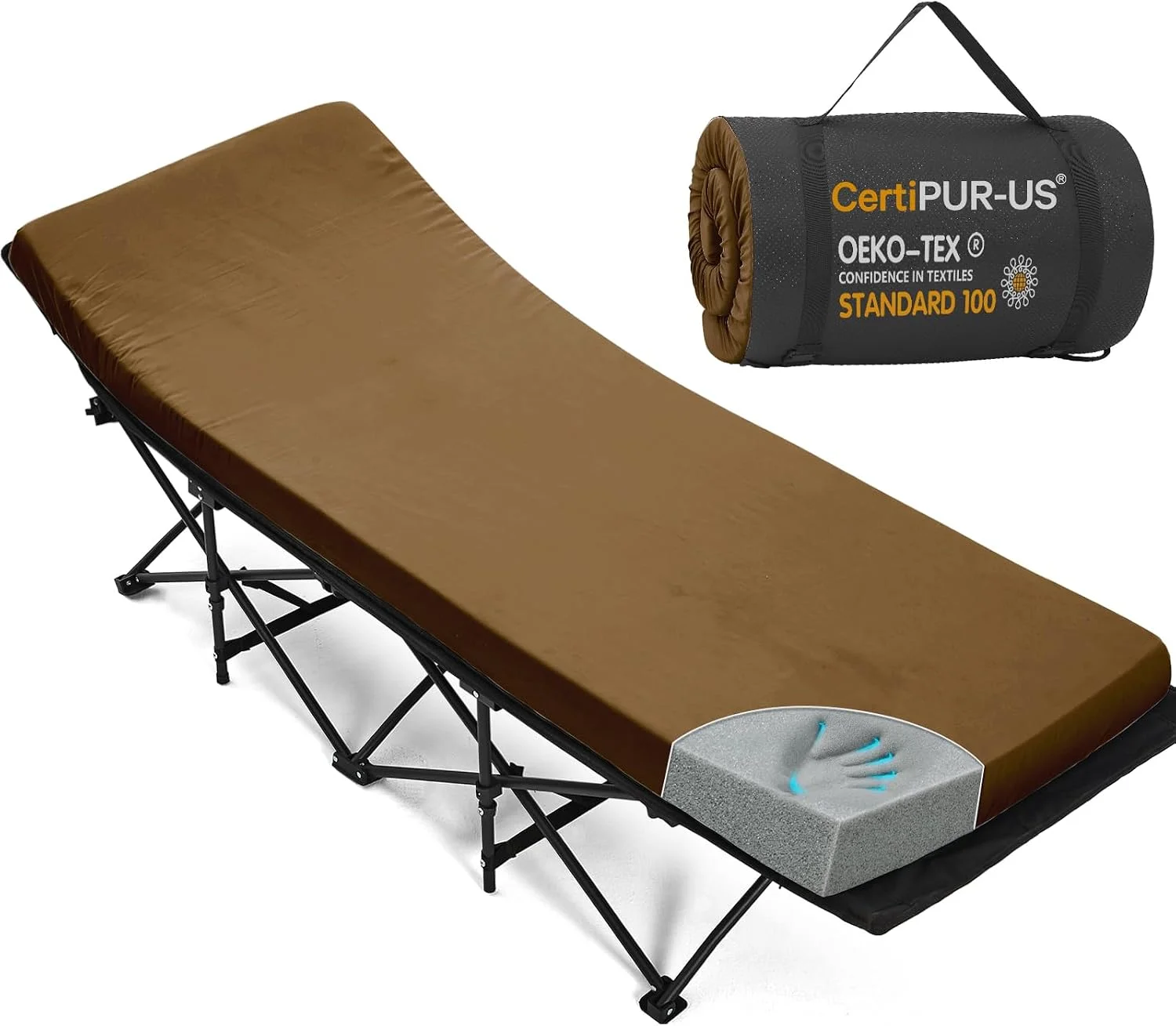 Camping Cot Pad 2 Inch Memory Foam, Camping Pad for Folding Cot and Foldable Cot, Portable Roll Up Camp Gear for - Image 8