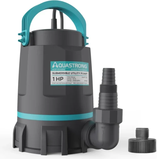Alternative view of Sump Pump 1 HP 4500 GPH Submersible Water Pump Thermoplastic Portable Utility Pump High Flow Water Removal