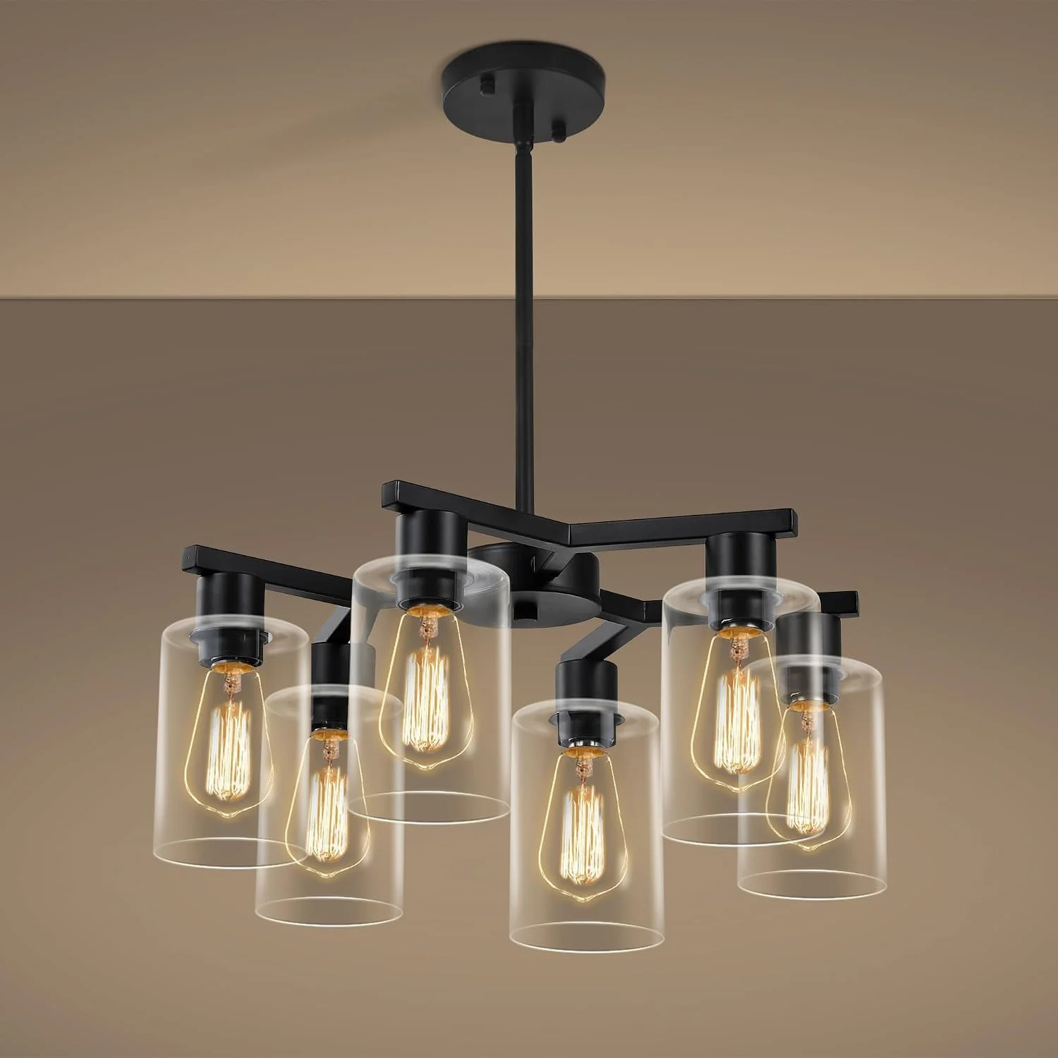 4-Light Modern Farmhouse Black Chandelier - Image 2
