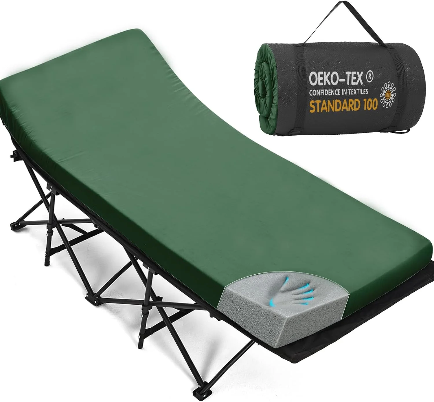 Camping Cot Pad 2 Inch Memory Foam, Camping Pad for Folding Cot and Foldable Cot, Portable Roll Up Camp Gear for - Image 10