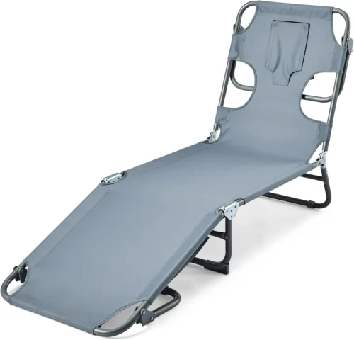 Alternative view of Basics Outdoor Lounge Tanning Chair, Foldable Chaise with Multi-Angle Backrest, Portable with Carry Strap, 1-Pack