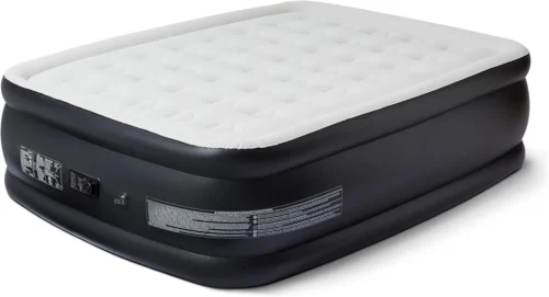 Basics Inflatable Air Mattress with Built-in Electric Pump, Queen Size, 22-Inch Height, for Camping or Travel