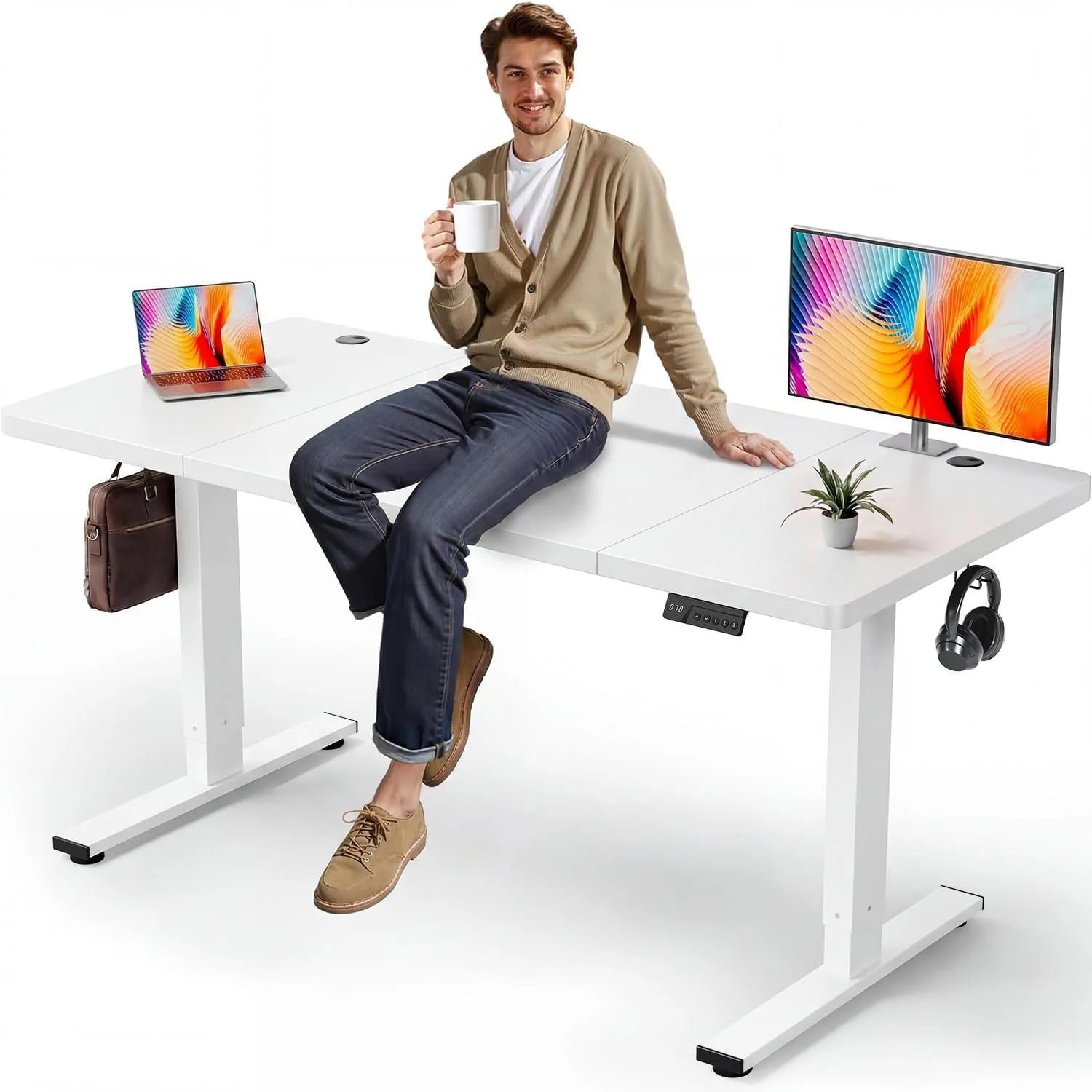 Nook Electric Standing Desk Adjustable, 60x28 Inch Sit Stand Desk with 1 Inch Thick Tabletop - Image 4