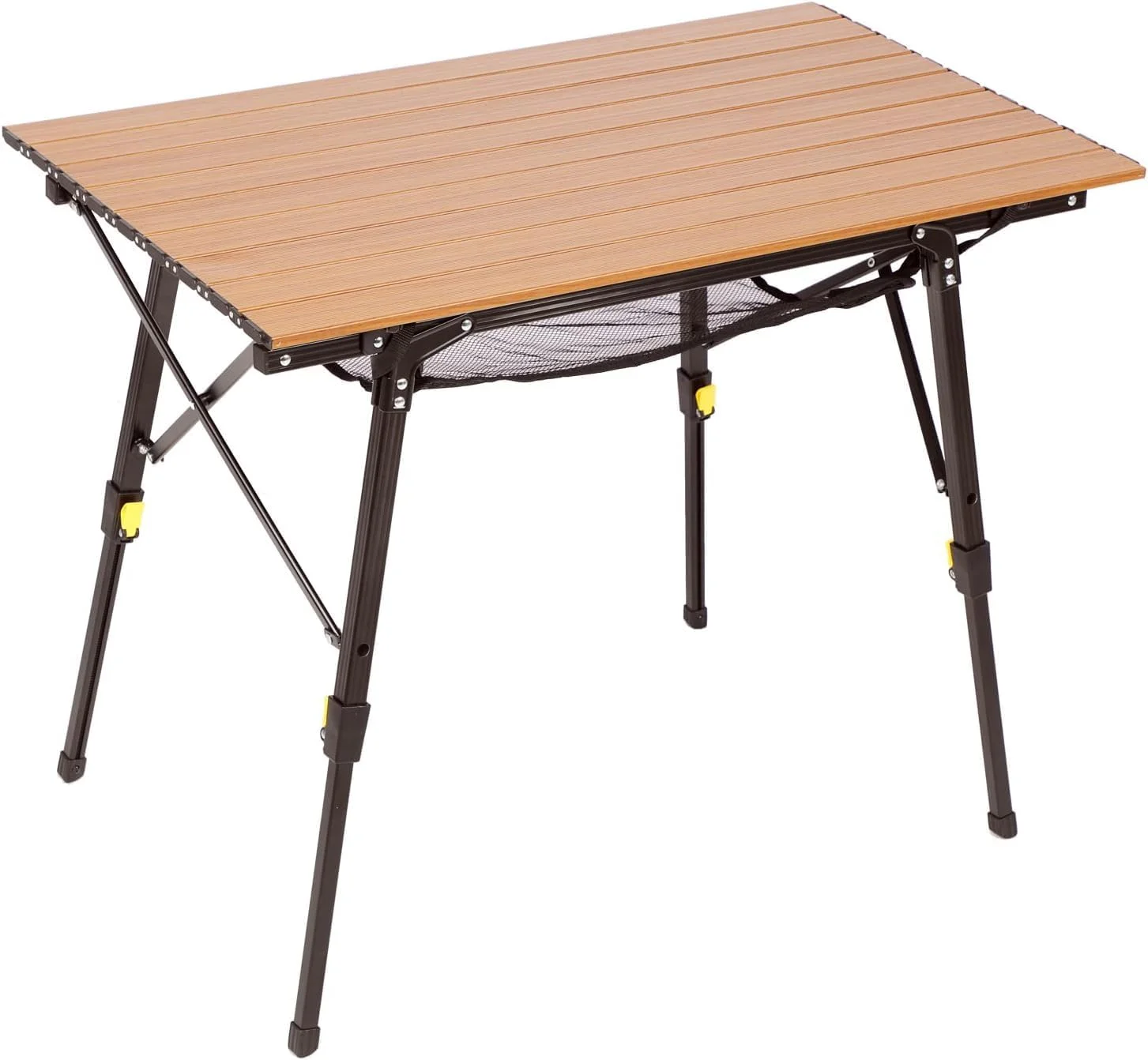 Outdoor Folding Portable Picnic Camping Table with Adjustable Height Aluminum Roll Up Table Top Mesh Layer - Image 6