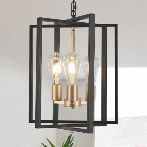 Alternative view of Black Farmhouse Modern Chandelier Light Fixture for Dining Room, 3 Light