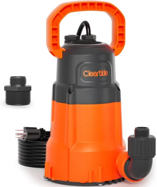 Alternative view of 1/3 HP Submersible Utility Pump, 2790 GPH High Flow, Portable Sump Pump with Auto Water Sensor
