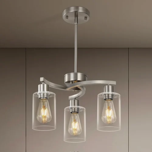 Alternative view of 3 Light Brushed Nickel Dining Room Light Fixture