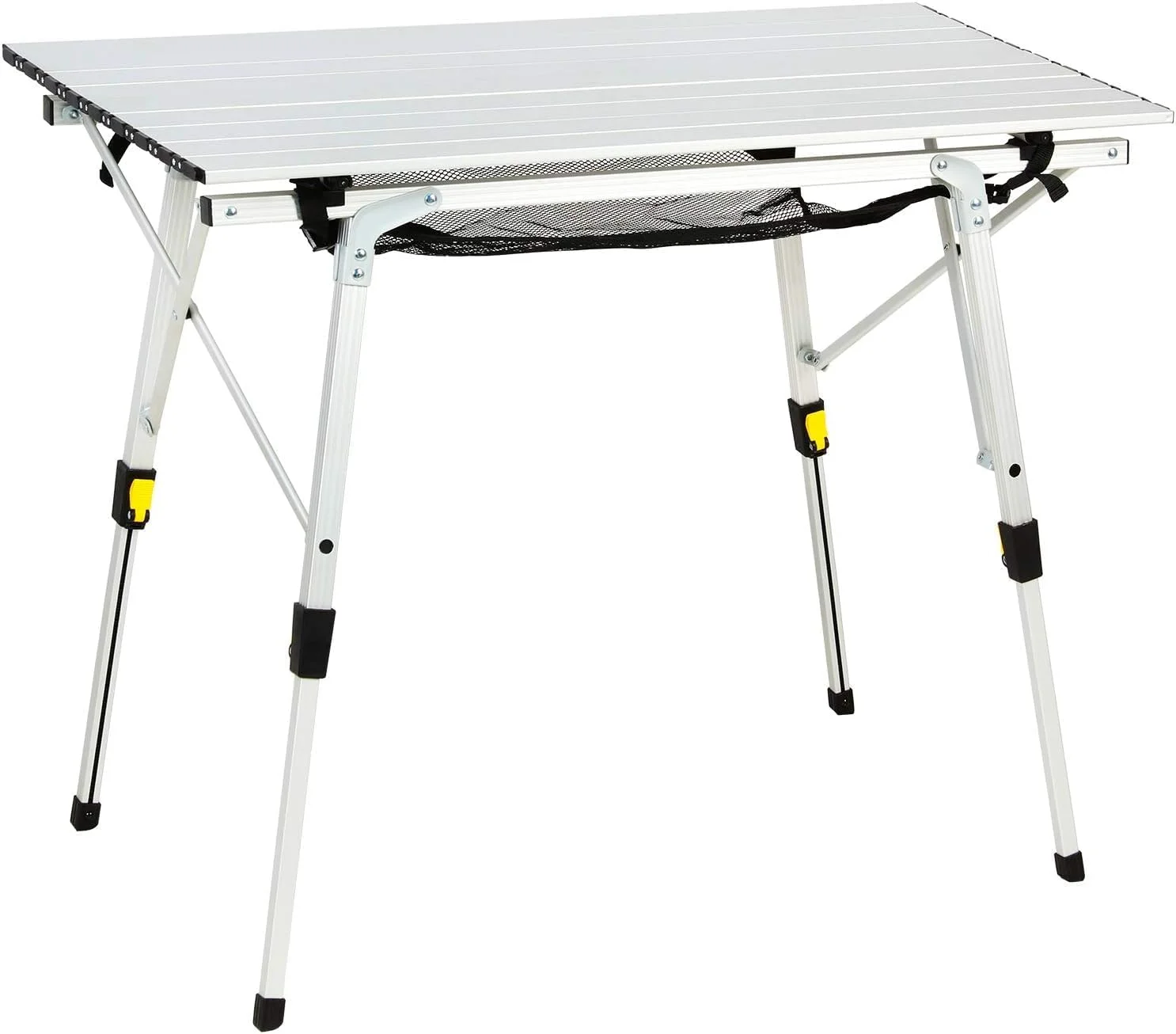 Outdoor Folding Portable Picnic Camping Table with Adjustable Height Aluminum Roll Up Table Top Mesh Layer - Image 3