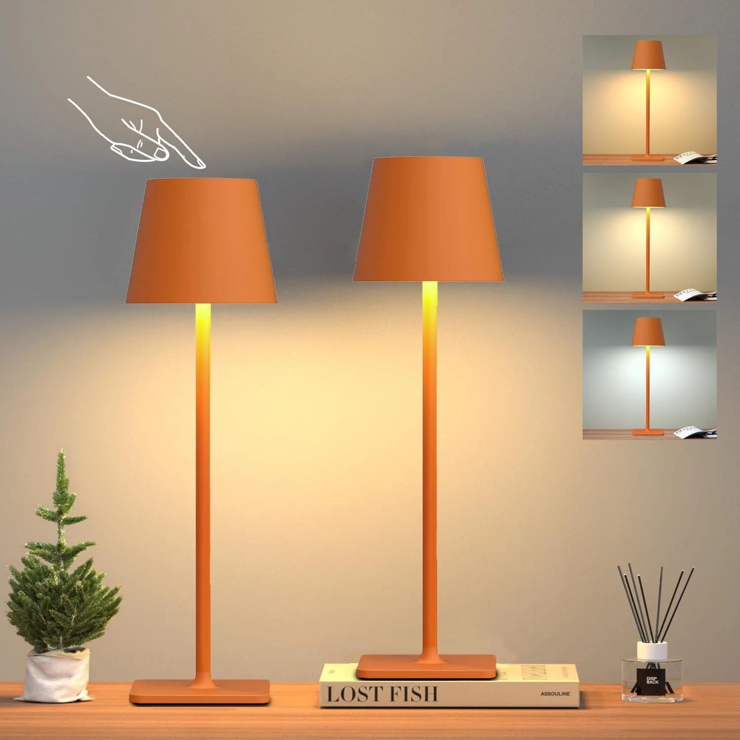 4 Pack Gold Rechargeable Led Cordless Table Lamps - Image 8
