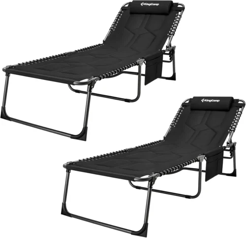 Oversized Tanning Chair, Extra-Wide Padded Folding Chase Lounge Chairs Portable Adjustable 5-Position 440lbs