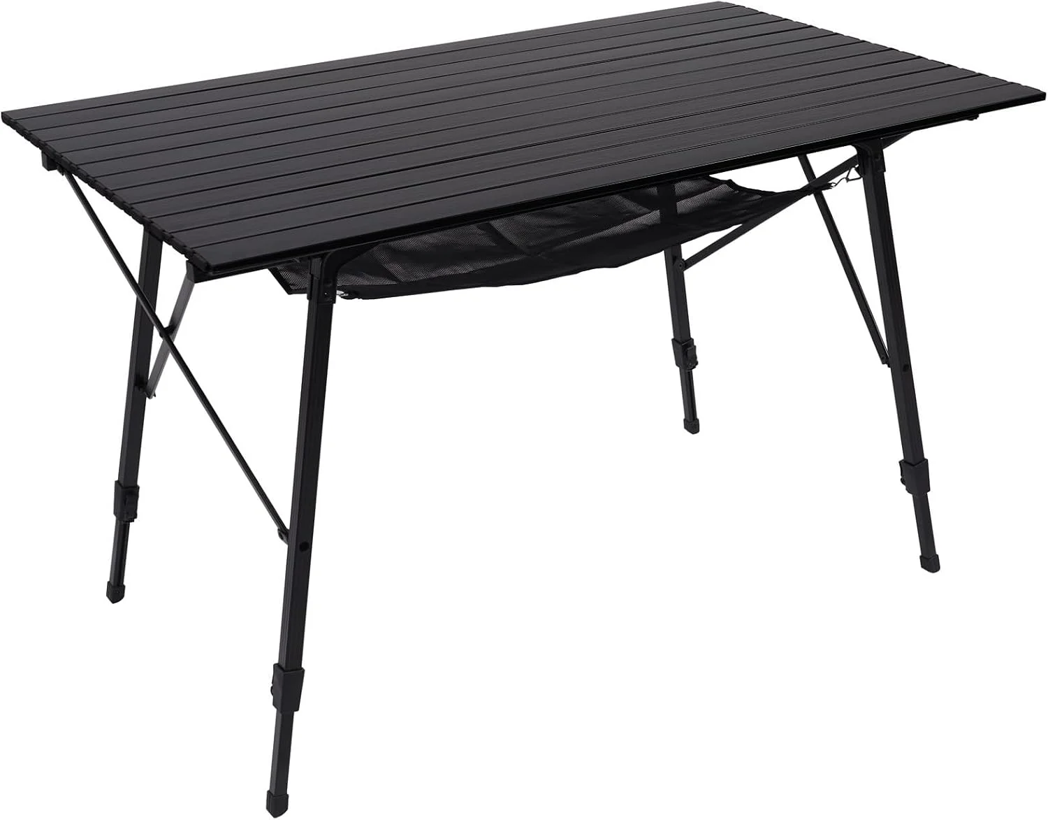 Outdoor Folding Portable Picnic Camping Table with Adjustable Height Aluminum Roll Up Table Top Mesh Layer