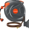 Retractable Garden Hose Reel 1/2 Inch, Wall Mounted Heavy Duty Water Hose with Auto-Lock
