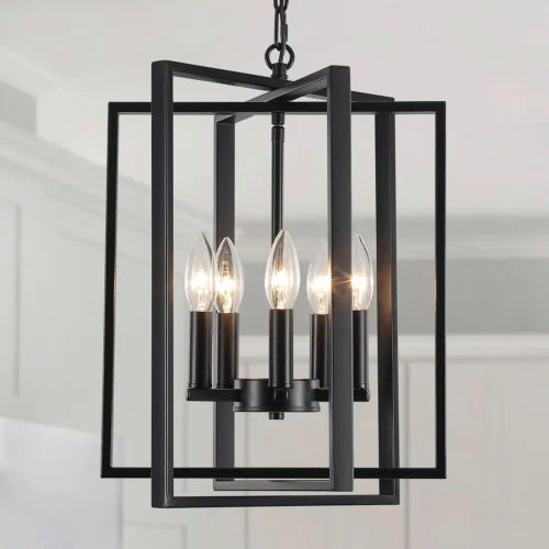 Black Farmhouse Modern Chandelier Light Fixture for Dining Room, 3 Light