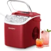 Countertop Ice Maker Machine with Handle, 26lbs in 24Hrs, 9 Ice Cubes Ready in 6 Mins, Auto-Cleaning Portable Ice
