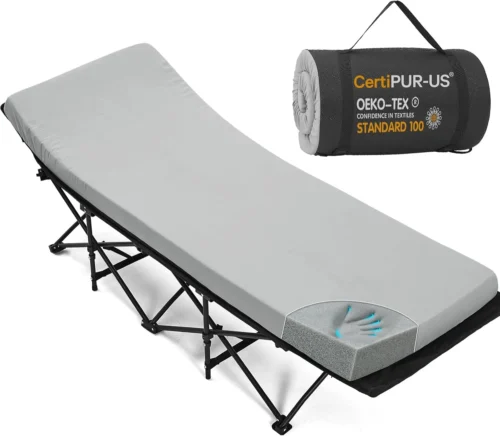 Camping Cot Pad 2 Inch Memory Foam, Camping Pad for Folding Cot and Foldable Cot, Portable Roll Up Camp Gear for