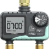 2 Zone Sprinkler Timer with Brass Inlet and Outlet, Water Timer for Garden Hose with Rain Delay/Manual