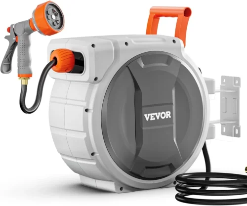 Alternative view of Retractable Garden Hose Reel, 1/2 in x 50 ft, Wall Mounted Hose Reel with 9-Function Sprayer Nozzle and 180??