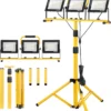 21000Lumen LED Work Lights with Stand, 3 Head Portable Work Light with 16FT Cord, IP66 Waterproof Tripod