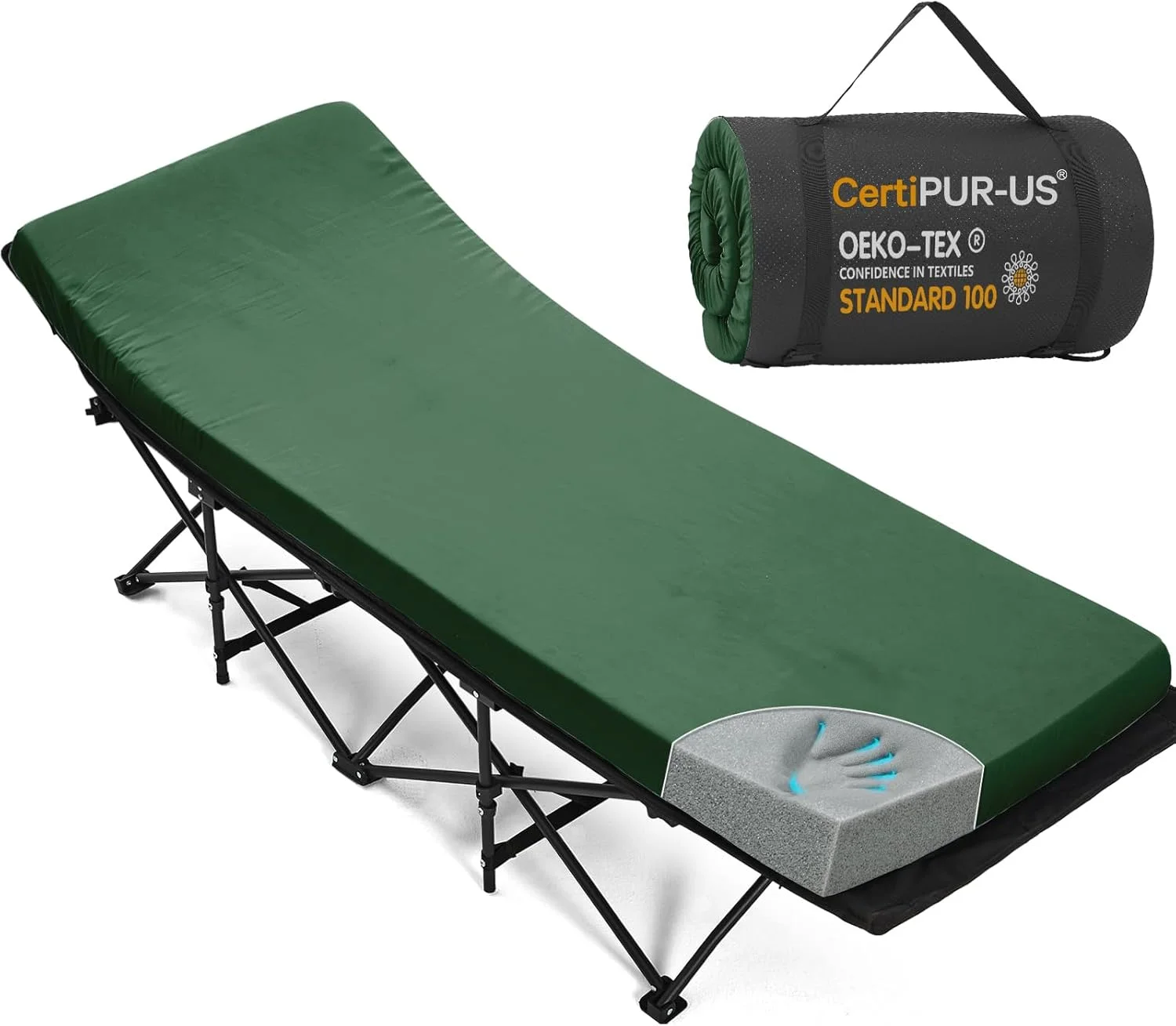 Camping Cot Pad 2 Inch Memory Foam, Camping Pad for Folding Cot and Foldable Cot, Portable Roll Up Camp Gear for - Image 13