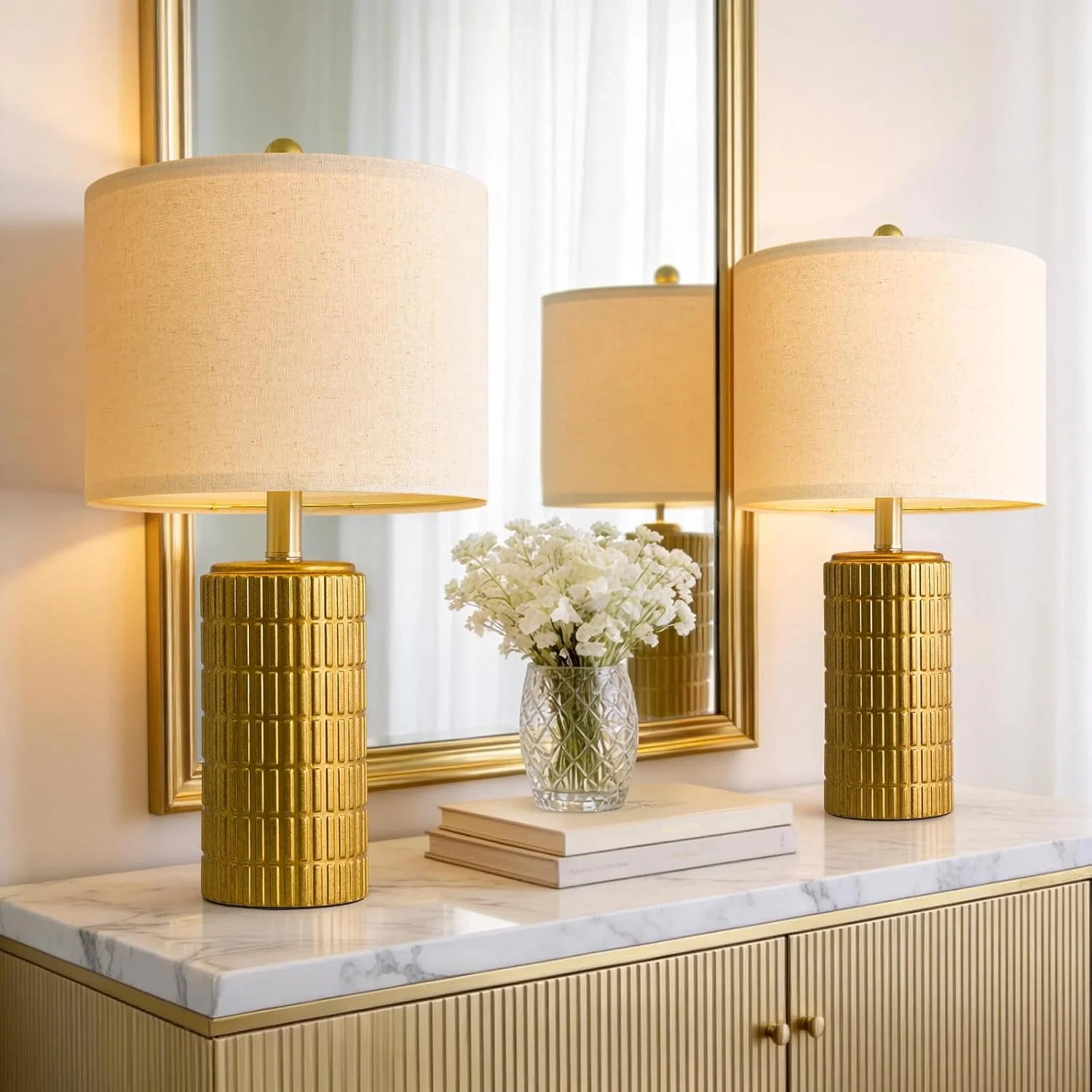 20.75 Small Modern Ceramic Table Lamp Set of 2 - Image 10