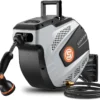 Retractable Garden Hose Reel, 1/2 inch x 50ft Heavy Duty Wall Mounted Hose Reel with 3/4 inch Brass Fitting & 10