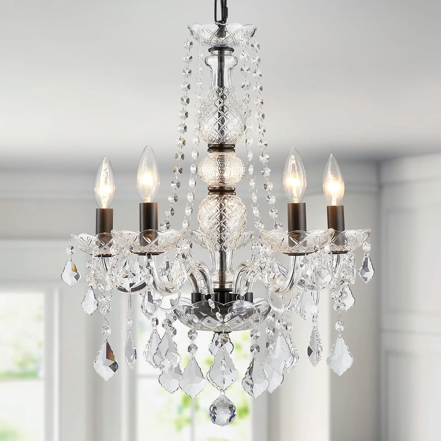 5-Light Crystal Candle Chandelier Pendant Ceiling Light Modern Lighting Fixture for Bedroom Hallway Bar Kitchen - Image 19