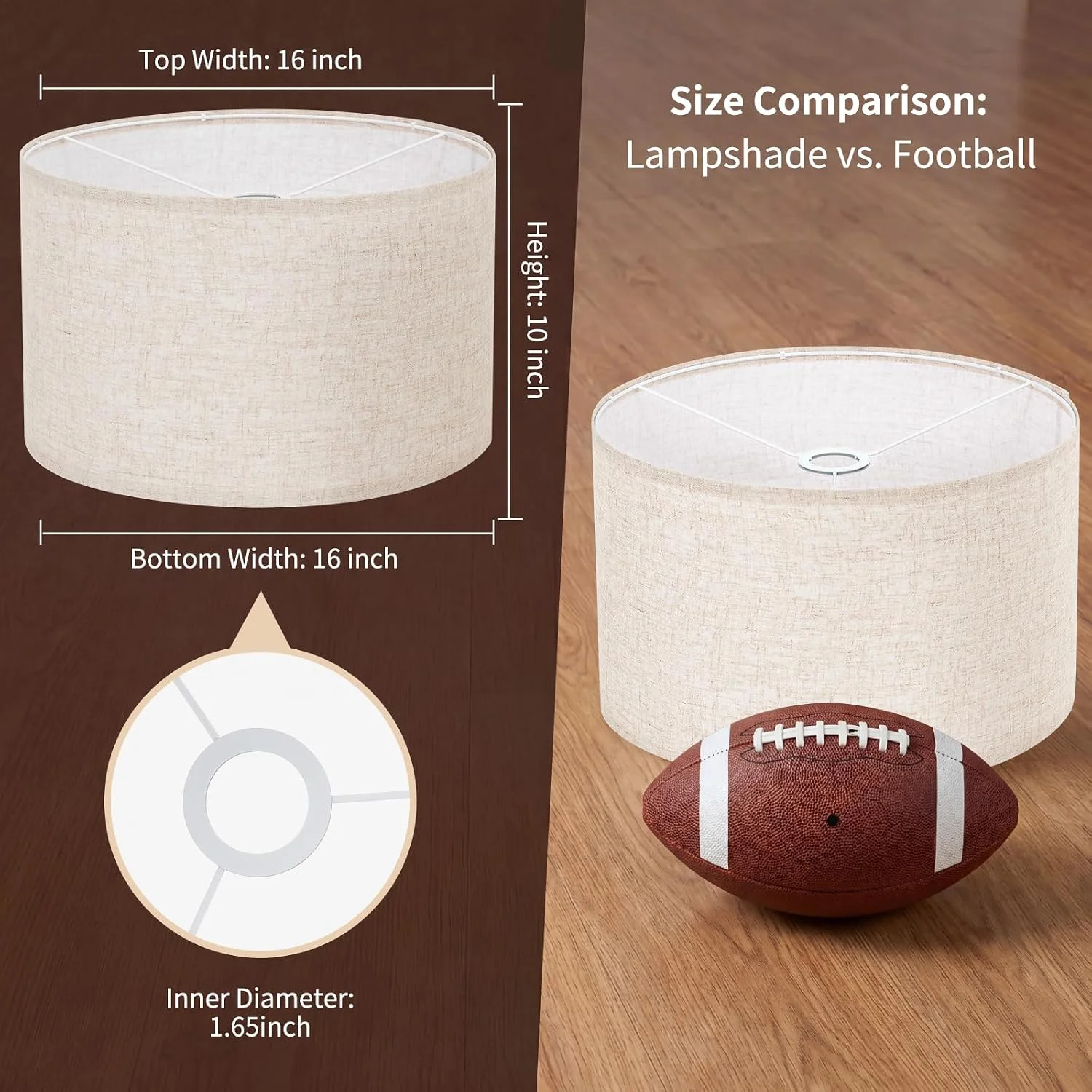 Large Drum Lamp Shade 16 Top x 16 Bottom x 10 High - Image 6