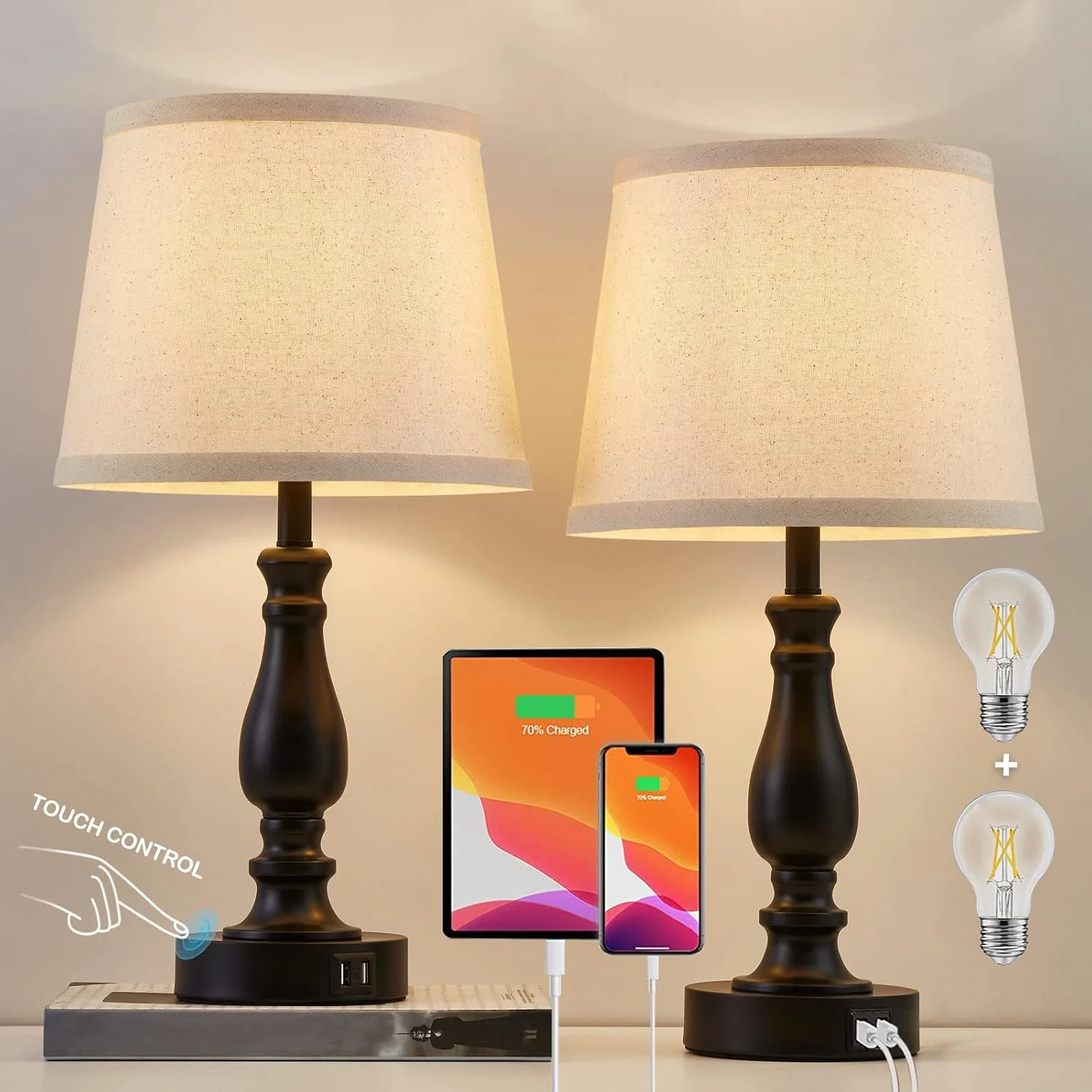 Nook Lamps for Bedroom Set of 2, Dimmable, Bulb Included - Image 5