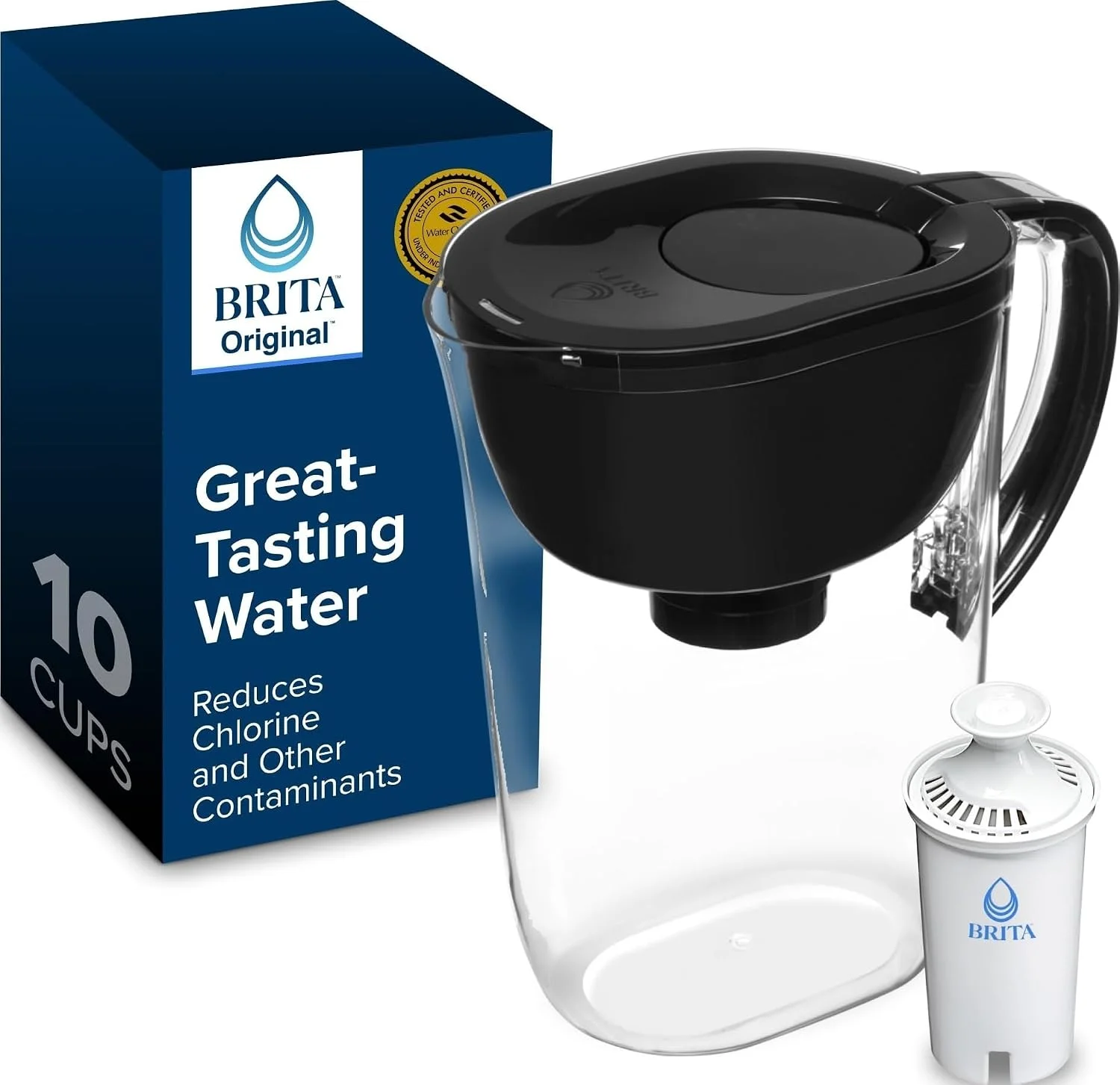 Large 10 Cup Water Filter Pitcher, Includes 1 Filter, Bright White - For Home Projects - Image 4