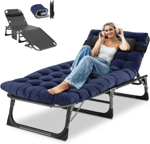 Alternative view of Heavy Duty Chaise Lounge Chair, Adjustable 5-Position Folding Chaise Lounge Chairs for Outside