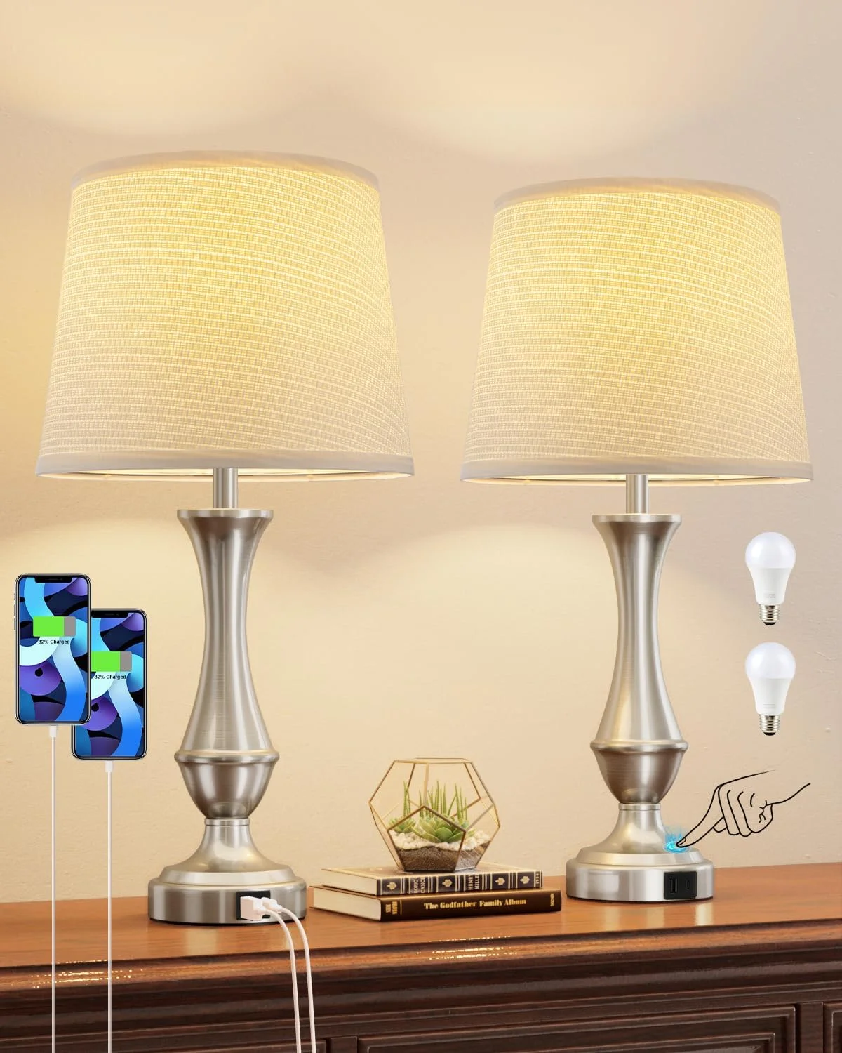 Touch Lamps for Nightstand, Dimmable, Bulb Included - Image 12