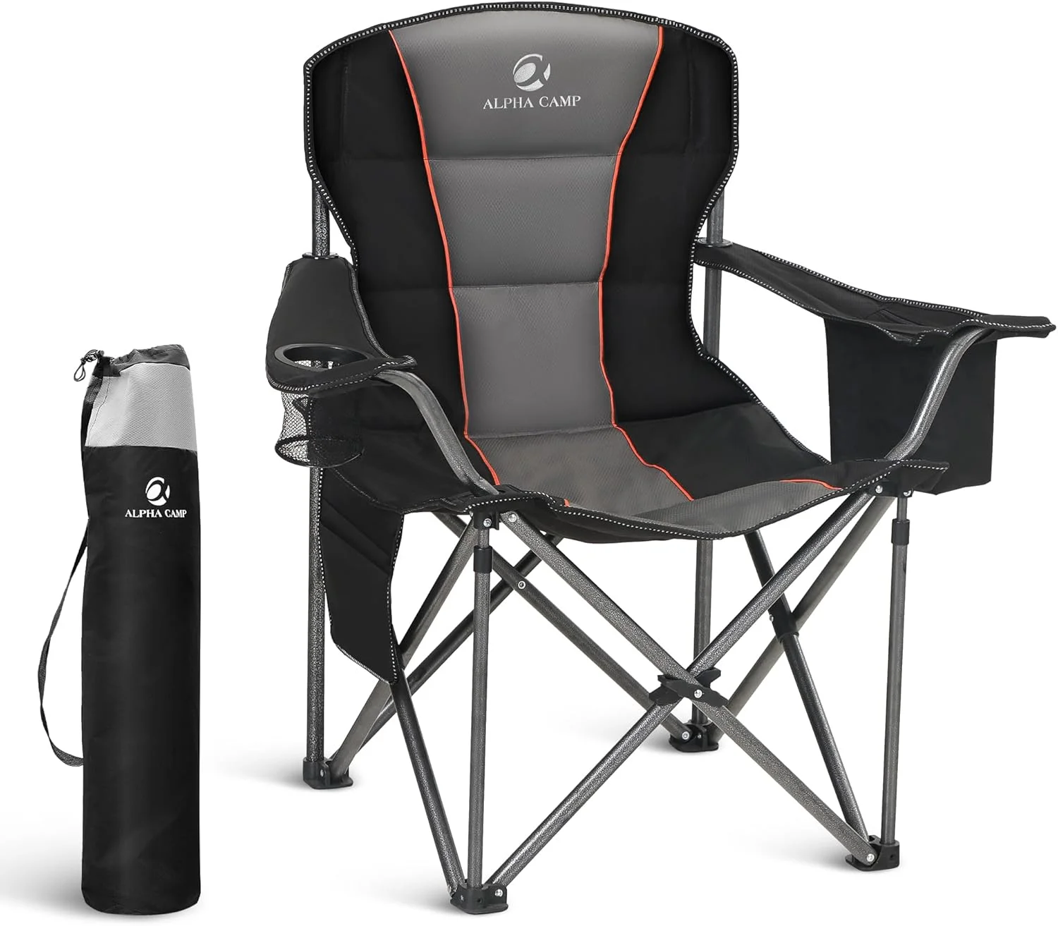 CAMP Folding Camping Chair Oversized Heavy Duty Padded Outdoor Chair with Cup Holder Storage and Cooler Bag - Image 7